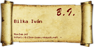 Bilka Iván névjegykártya